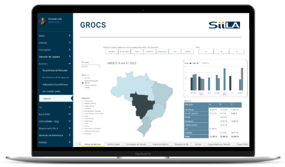 Laptop Exibindo Captura de Tela do GROCs - Mapa do Brasil com Análise de Dados pela Equipe da SiiLA